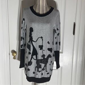Gray and Black Dog Walker Sweater Allegra K medium soft S239